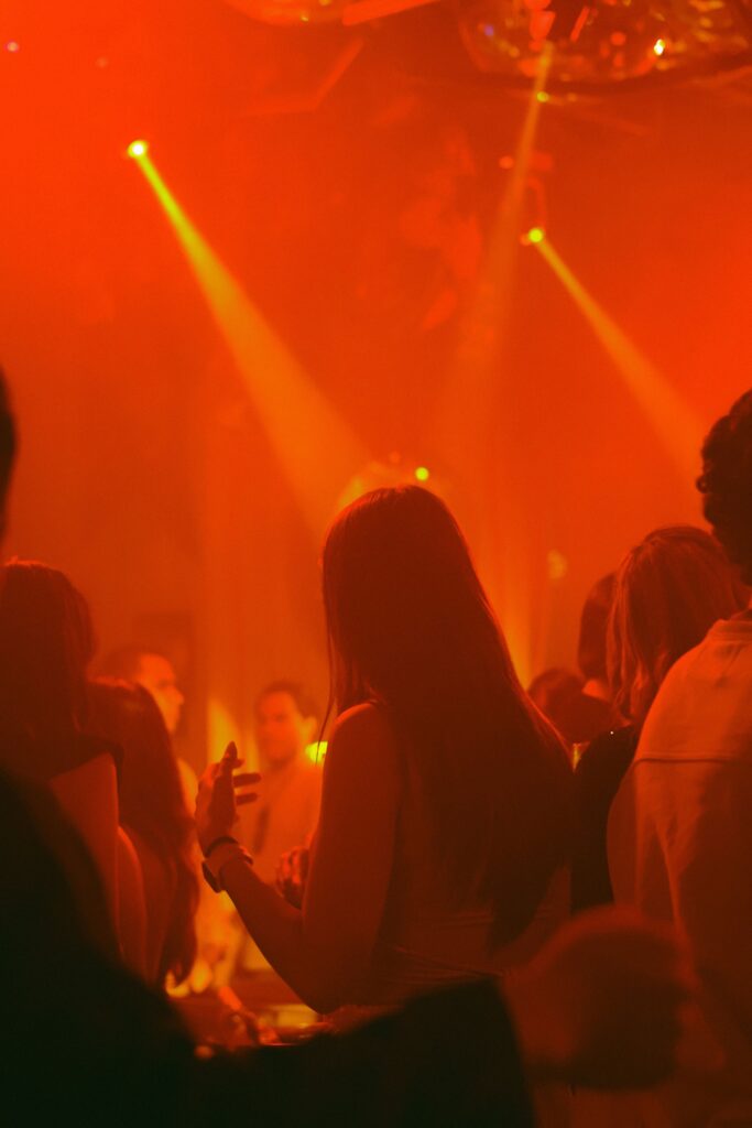 Nightclub dance floor colorful lights nightlife Santiago de los Caballeros Dominican Republic