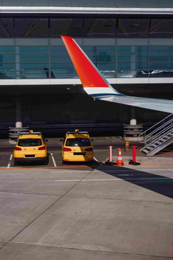 Taxi at the airport in Sanitago