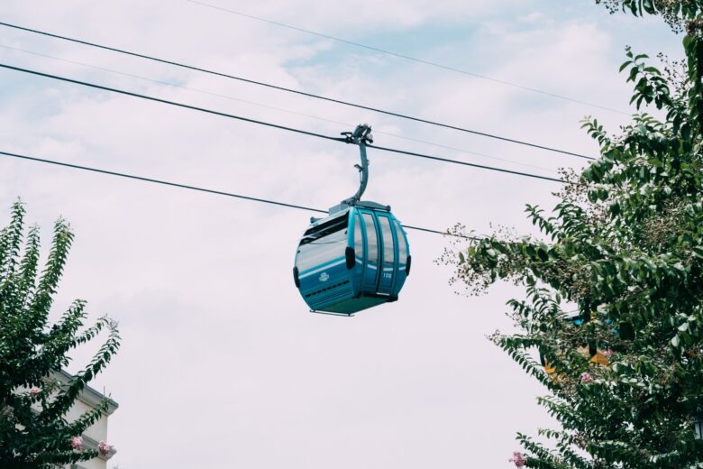Santiago cable car in the air
