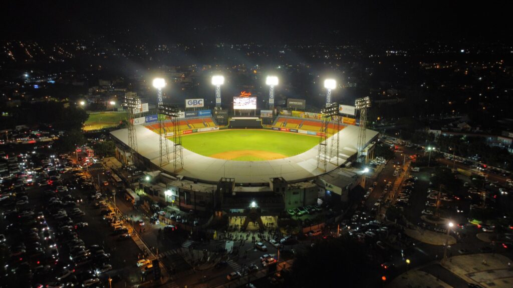 Aerial drone view of Estadio Cibao